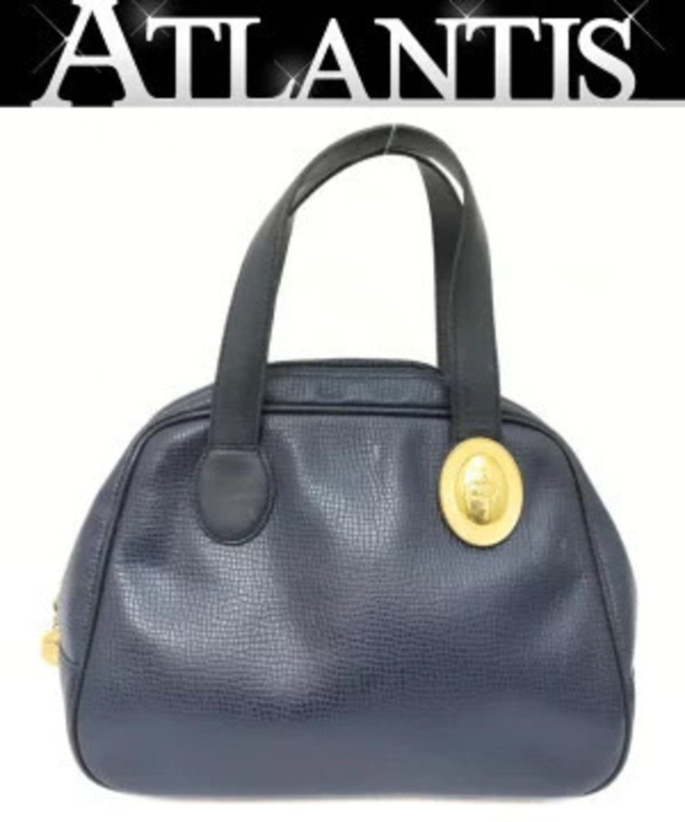 Christian Dior Handbag Leather Navy Blue
